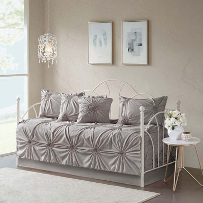 6 Piece Reversible Daybed Cover Set Dark Gray Daybed