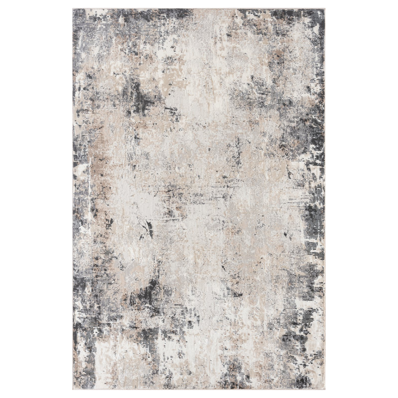 Tapis abstrait beige / gris Adamari, Rectangle 5 pi 1 po x 7 pi 6 po