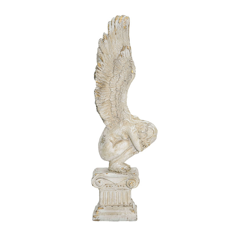 Magnesium Angel Statue with Distressed White Finish
