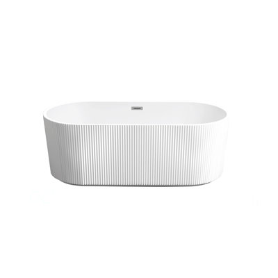 67" Linear Acrylic Freestanding Bathtub,Stand Alone Soaker Tub, Glossy White Acrylic, Toe-Tap Chrome Drain, Cupc Certified
