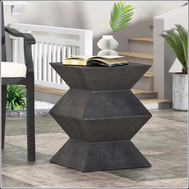 Outdoor Lightweight Concrete Side Table with Geometric Design for Modern Spaces and Easy Mobility