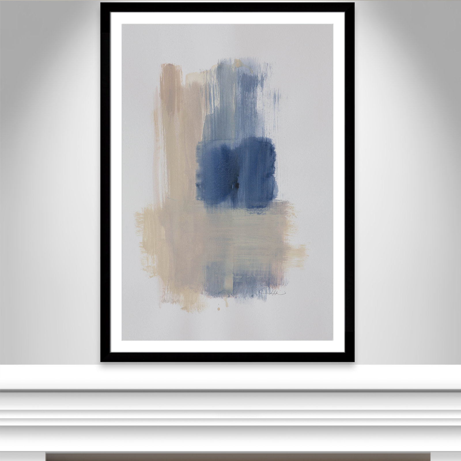 Esmeray "Powder Room Wash III" Print, 55" H x 39" W x 1.25" D  , Black Cube Frame Matted