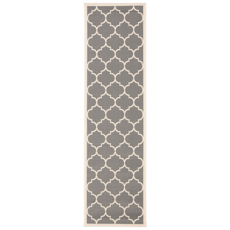 Arneshia Power Loom Geometric Gray/Beige Indoor/Outdoor Area Rug, Runner 2'3" x 6'7"