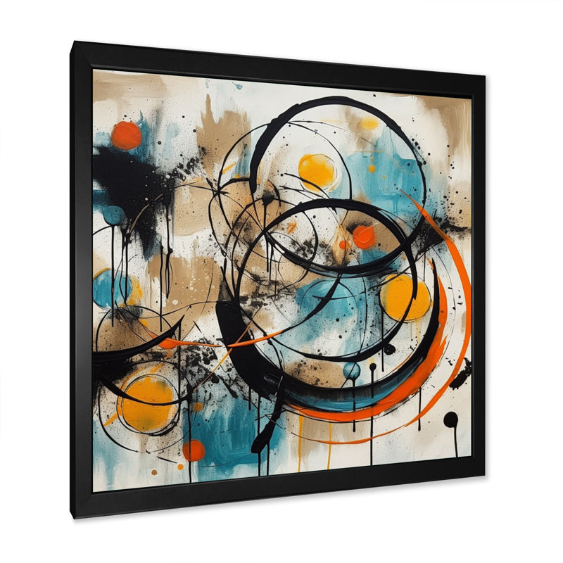 «Green Orange Minimalims Fludity», reproduction sur toile, Cadre photo noir, H 16 po x l 16 po x P 1 po