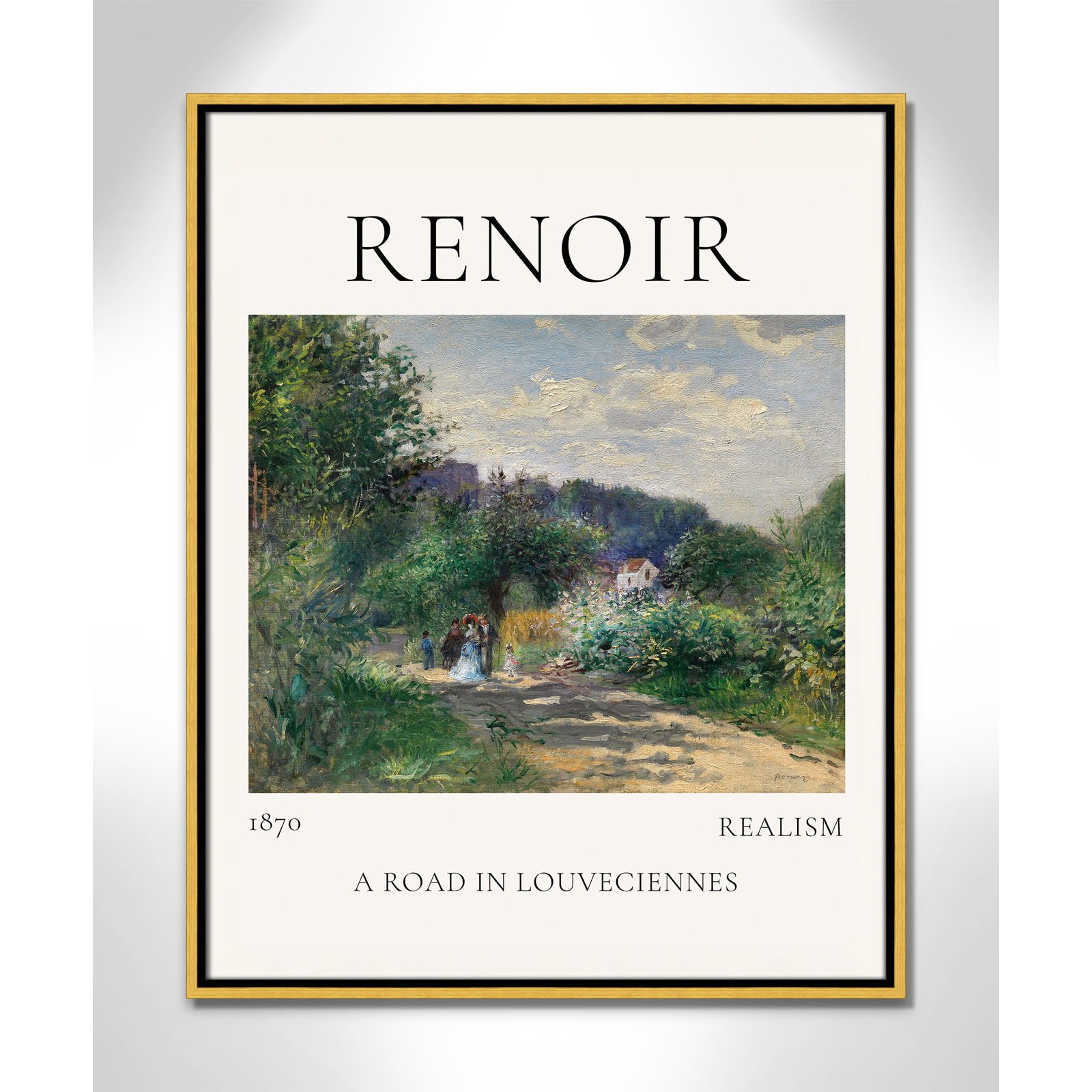 Old Masters Collection " A Road In Louveciennes " by Auguste Renoir, No, 29.5" H x 23.5" W x 2" D, Gold Floater Frame