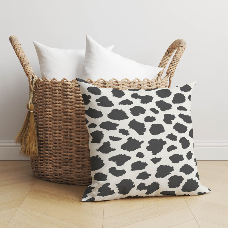 Coussin Animal Spot, Ivoire/gris anthracite, H 18 po x l 18 po