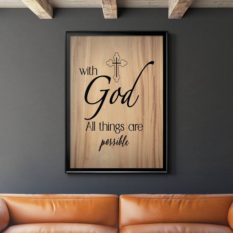 «All Things possible», art textuel sur toile, H 30,5 po x l 42,5 po x P 1,5 po, Noir