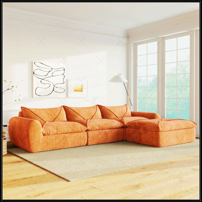 Fully Compressed High-Density Foam Sofa With Integrated Cushions, Decorative Edging, And Legless Design For Easy Use And Versatility