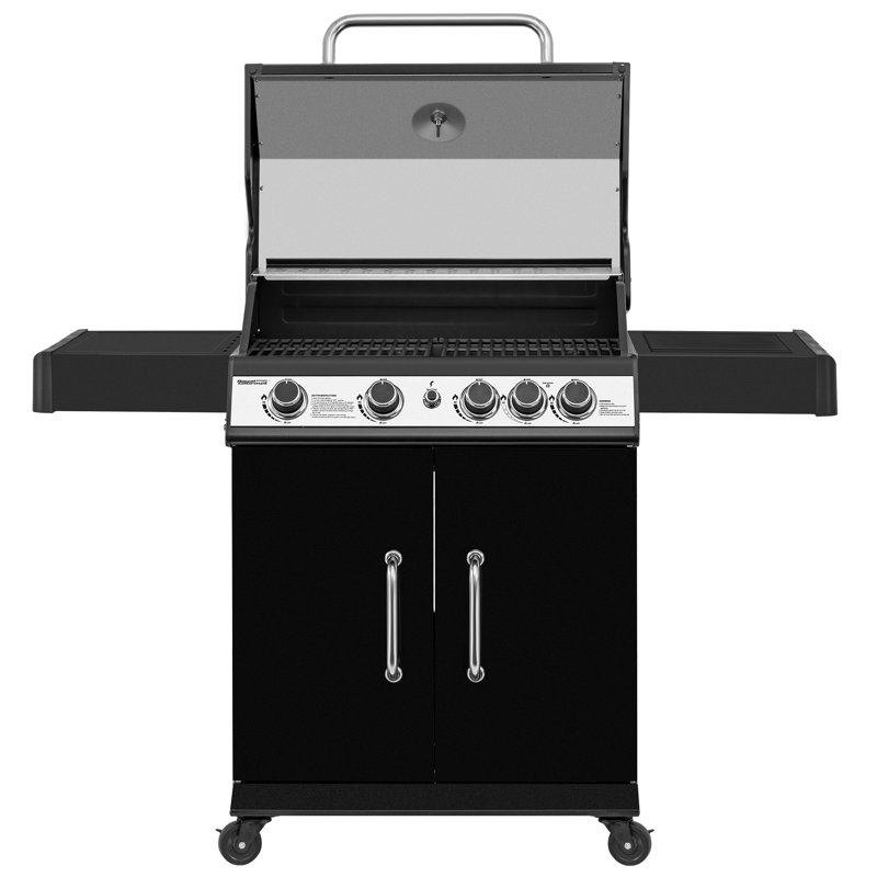 Barbecue au gaz Royal Gourmet à 4 brûleurs avec brûleur latéral à couvercle , Noir