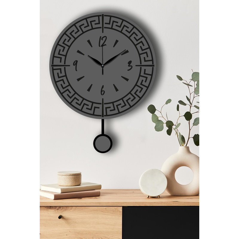 Horloge murale moderne moderne, couleur anthracite, 15,4 po x 19,7 po | 100% panneau de fibres à densité moyenne, épaisseur: 0,1 pouce | Décoration élégante pour le salon, le bureau et la chambre à coucher, design élégant avec couvercle d'horloge durable