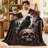 Black and Red Raven Skull Blanket, Floral Flannel Throw with Full Moon, Roses and Forest Artwork for Couch, Bed, Reading and Bold Interior Styling, 60 x 80 in-135451083