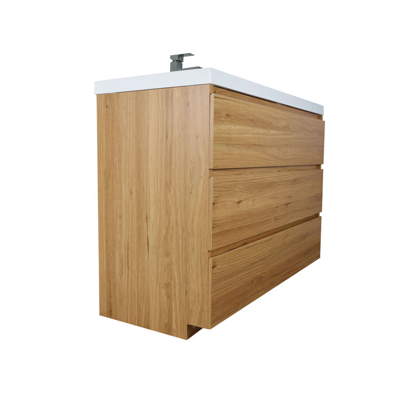 Single Bathroom Vanity Base Only, Natural Oak