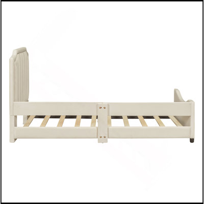 Twin Size Upholstered Daybed With Classic Stripe Shaped Headboard, Combining Comfort And Contemporary Style For Modern Living Spaces.