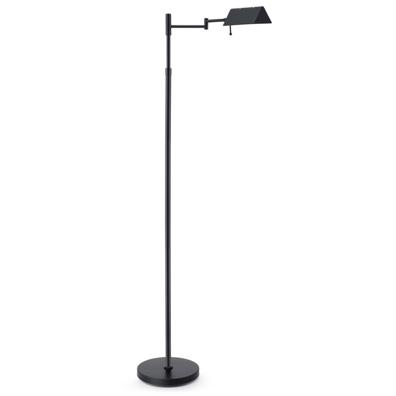 56" Dimmable LED Pharmacy Task Floor Lamp with Swivel Head Swing Arm, Black