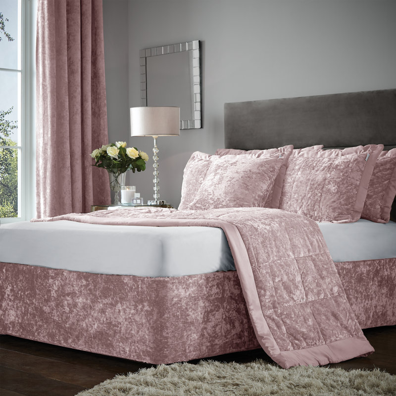 Crushed Velvet Elasticated Divan Base Wrap, Blush, 137cm H x 198cm W