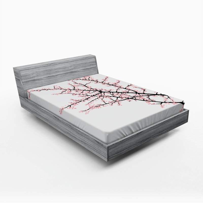 Cherry Microfiber Floral Fitted Sheet, Full Fitted Sheet
