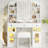 3-Drawer Vanity Desk With LED Mirror And Light Cabinets And Stool-1808230458