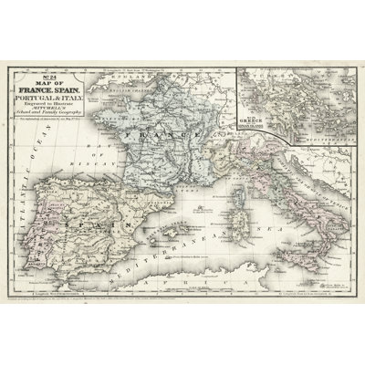 Mitchells Map France, Spain And Italy by Mitchell - Wrapped Canvas Art Prints