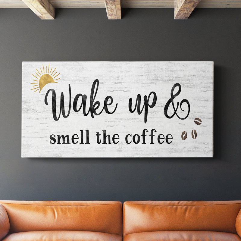 «Smell the Coffee» - Toile tendue avec châssis - Prêt à accrocher, H 16 po x l 32 po