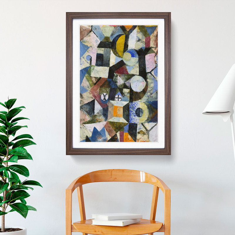 Yellow Half-Moon by Paul Klee - Picture Frame Painting, Walnut Framed, 36cm H x 27cm W x 2cm D
