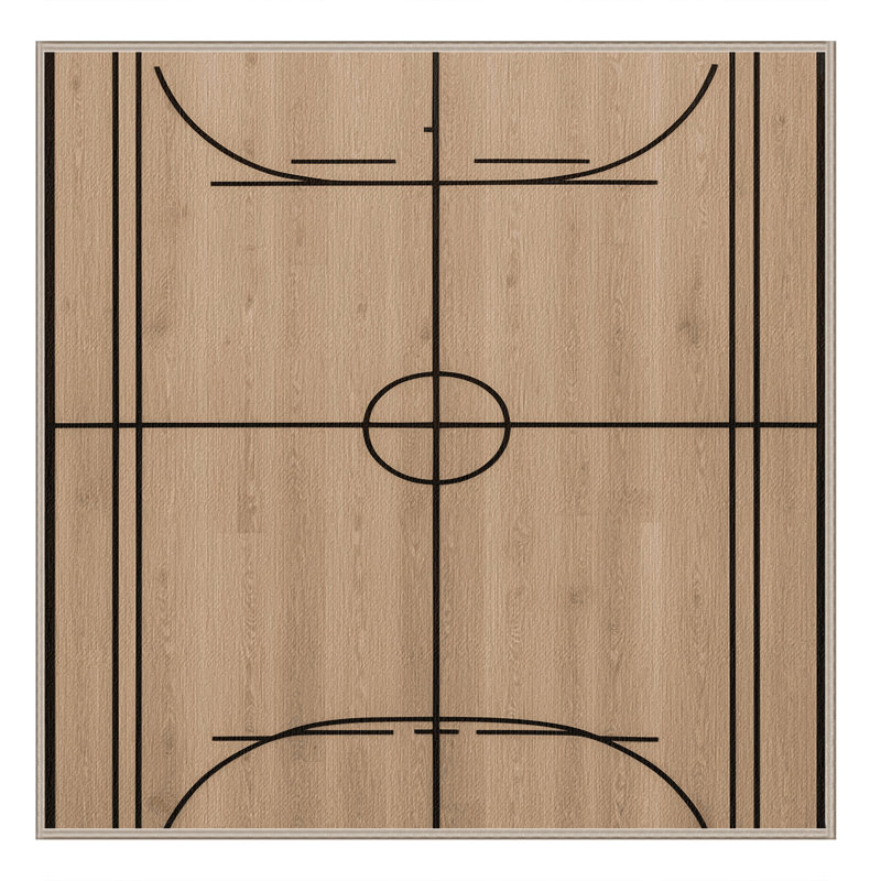 Washable Badminton Court Sports Area Rug, Square 7'