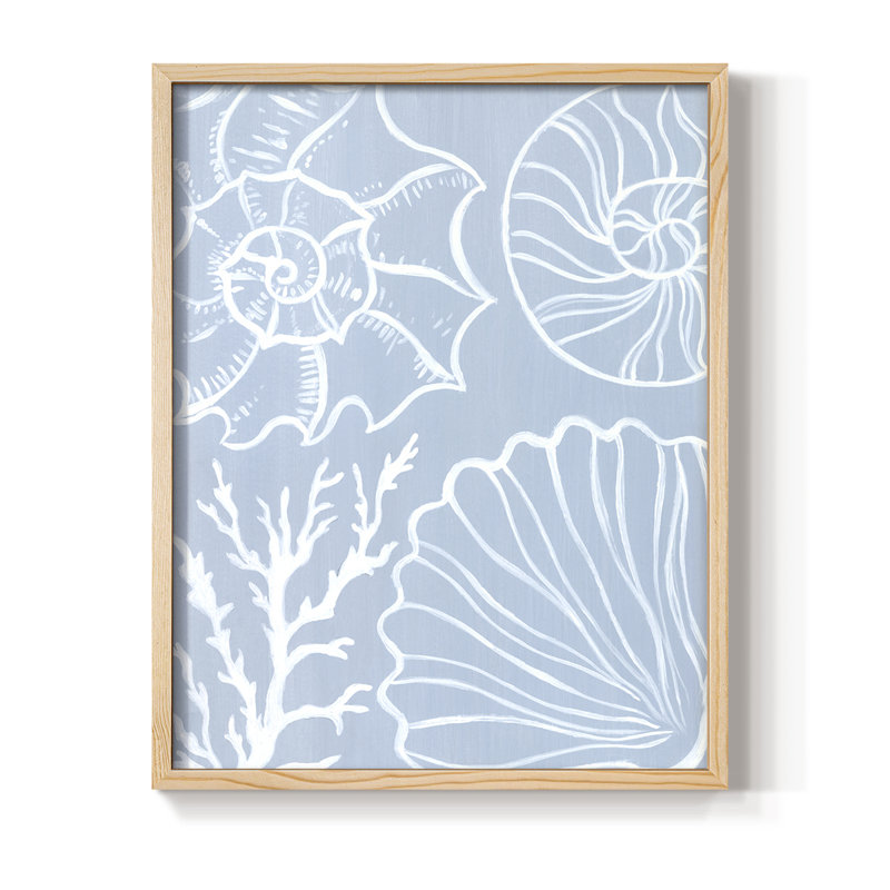 «Shell Silhouettes I», reproduction encadrée - bois massif, Naturel, H 15 po x l 12 po