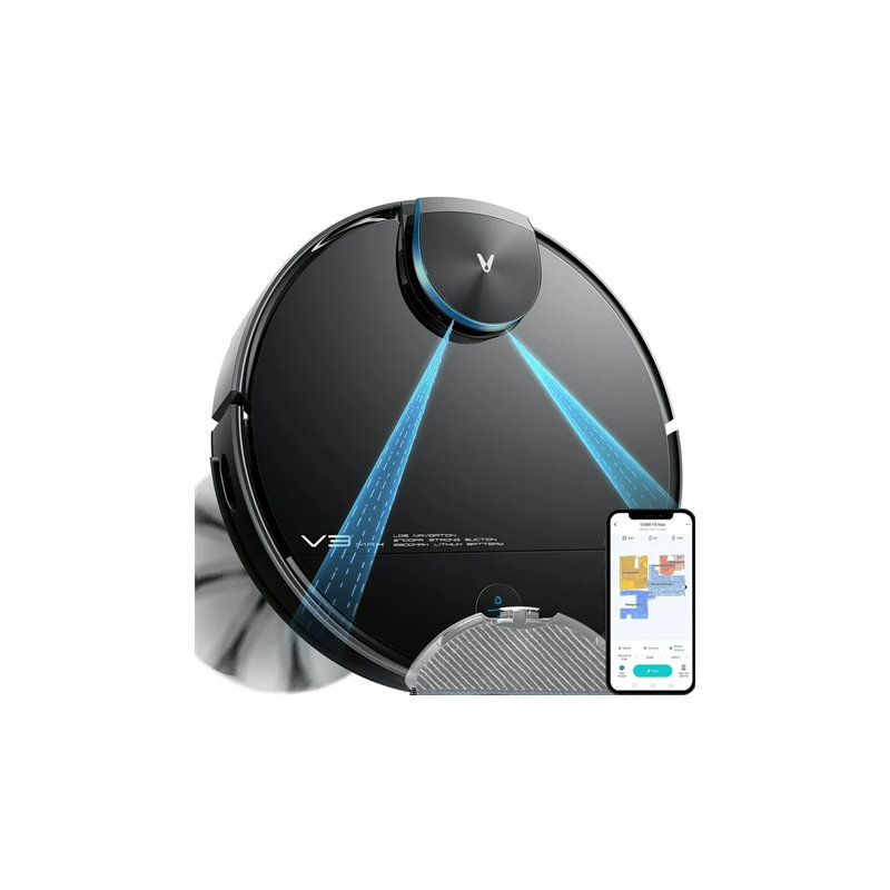 Aspirateur et serpillière Viomi Smart Robot Aspirateur V3 Max pour plusieurs étages, noir