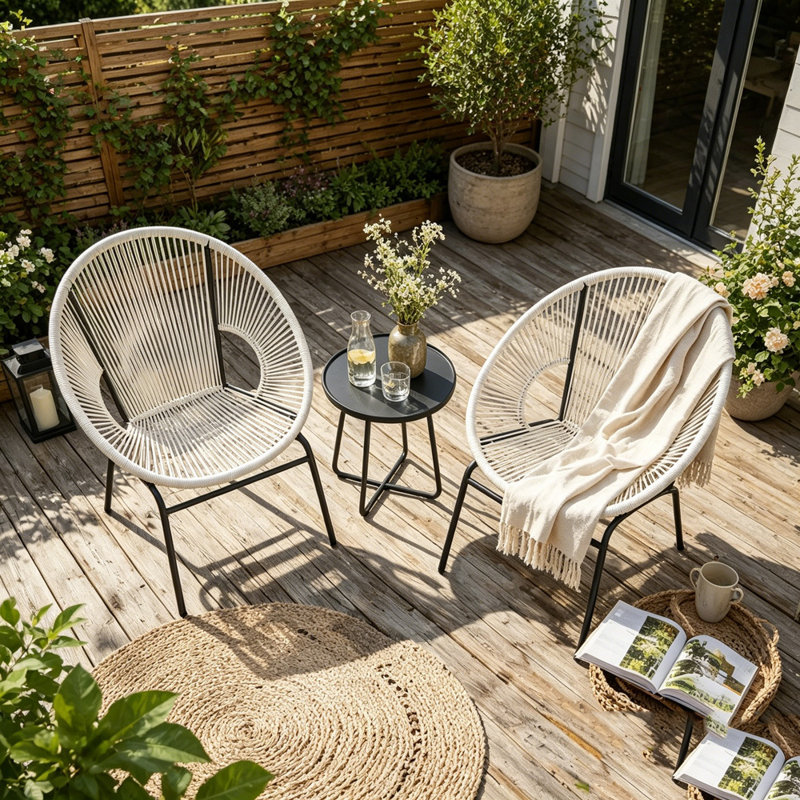 Ensemble de chaises de patio en osier, White