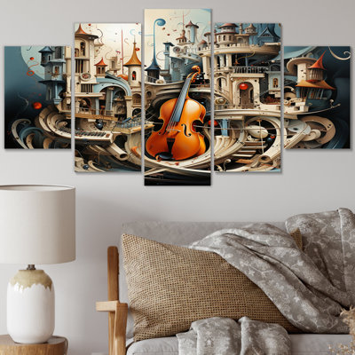  «Surréalisme, musique symphonique surréelle - décoration murale surréalisme - 5 panneaux