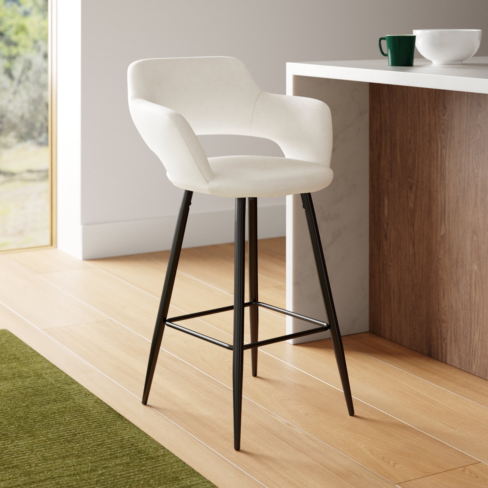 Lake 30" Bar Stool, Cream, Counter Stool (25" Seat Height)