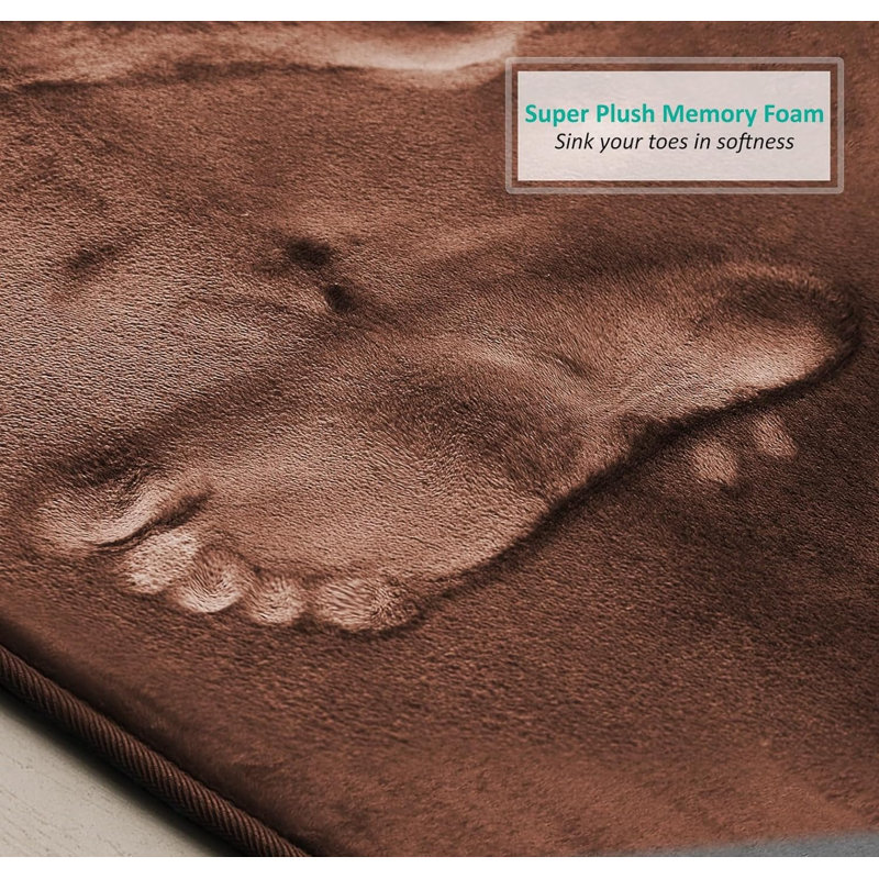 Ultra-soft, absorbent viscoelastic foam mat with non-slip backing, Chocolat / Brun