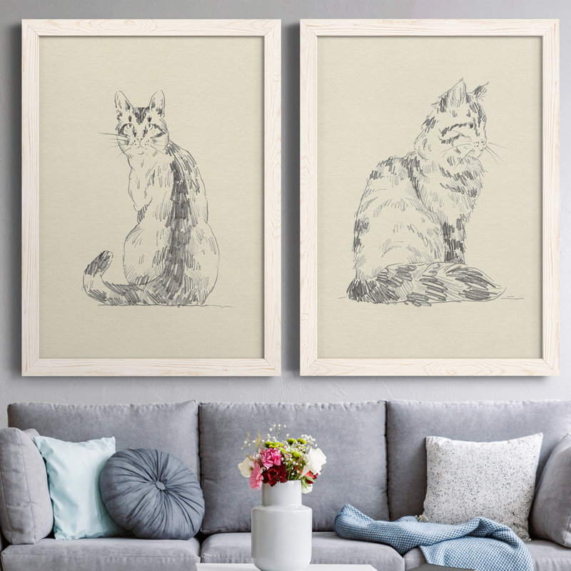 Toile encadrée de qualité supérieure House Cat V - prête à être accrochée, H 37,5 po x l 55 po x P 1,5 po