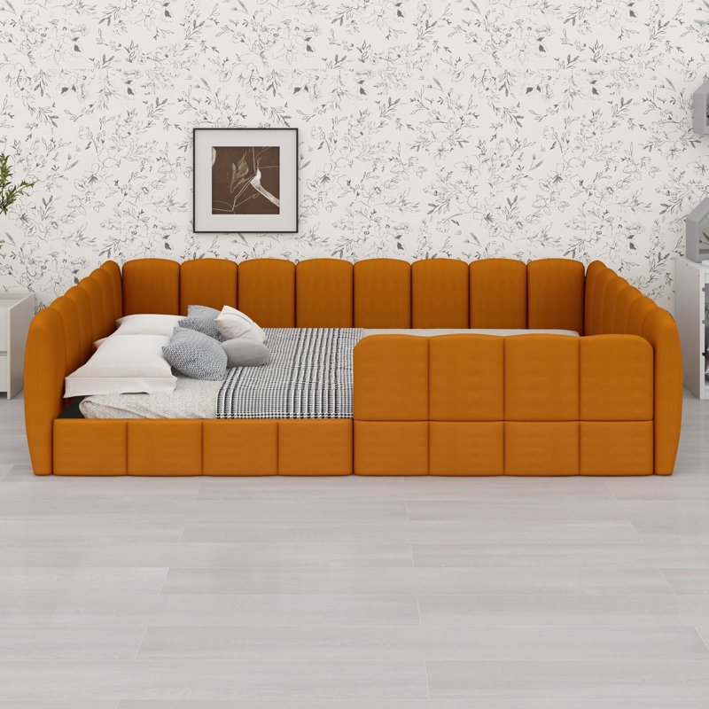 Lit tapissier Minimalist, Orange citrouille