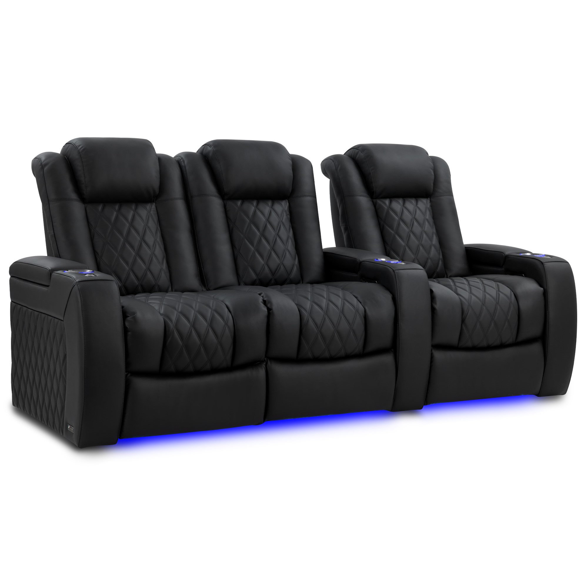 Orren Ellis 92.25" Wide Genuine Leather Home Theater Seating with Cup ...