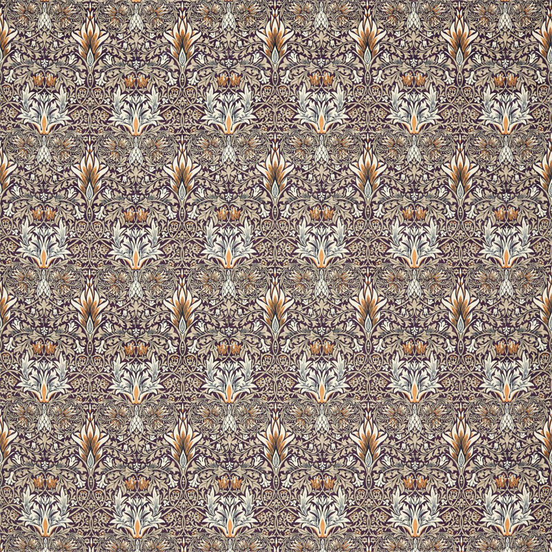 Snakeshead Velvet Fabric, Mulberry/Saffron