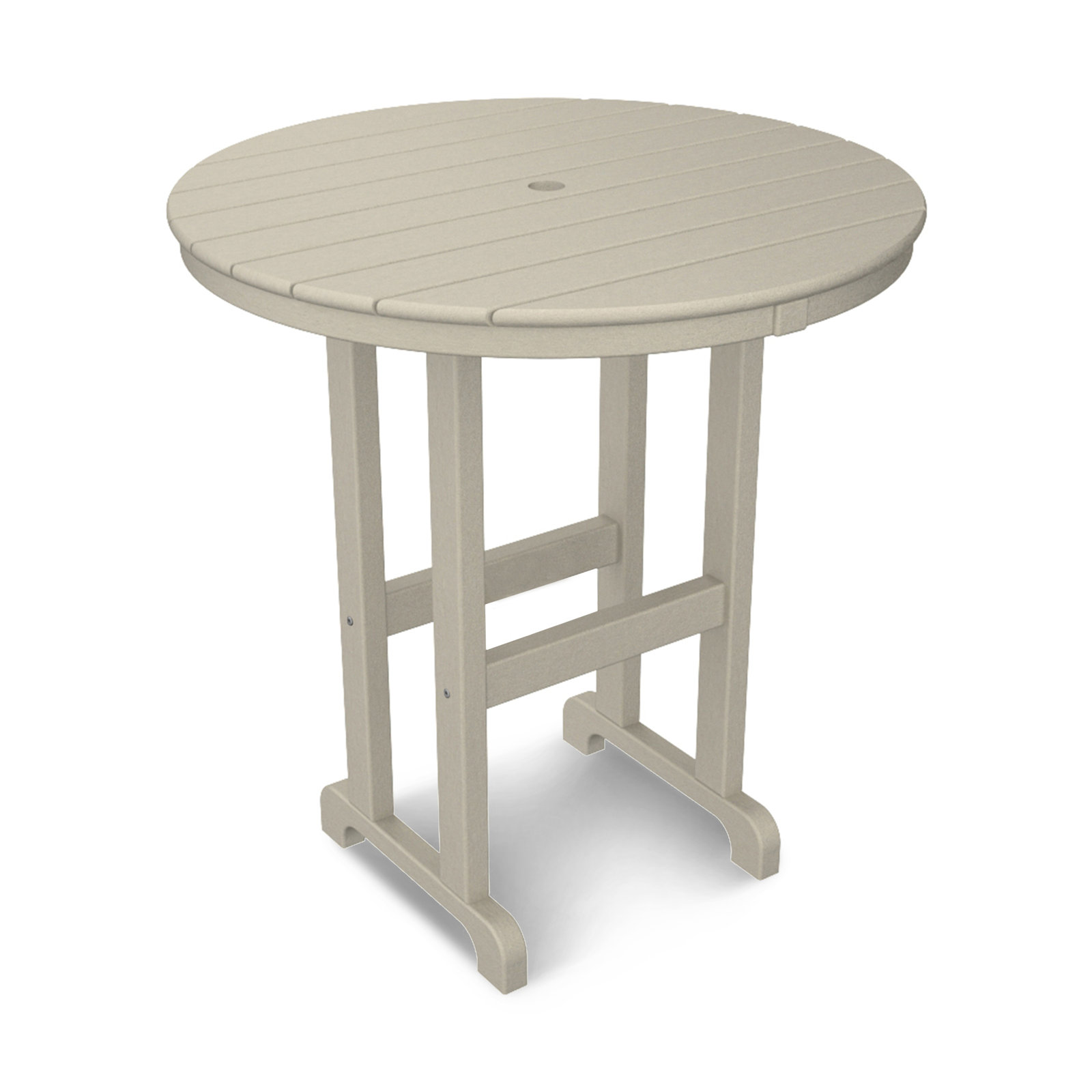 POLYWOOD Round Farmhouse Counter Table, 36", Sand