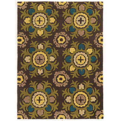 Tapis touffeté à la main à motif floral Equelle