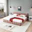 Très grand lit tapissier rose avec tête de lit et tiroir pour un espace de sommeil confortable et confortable