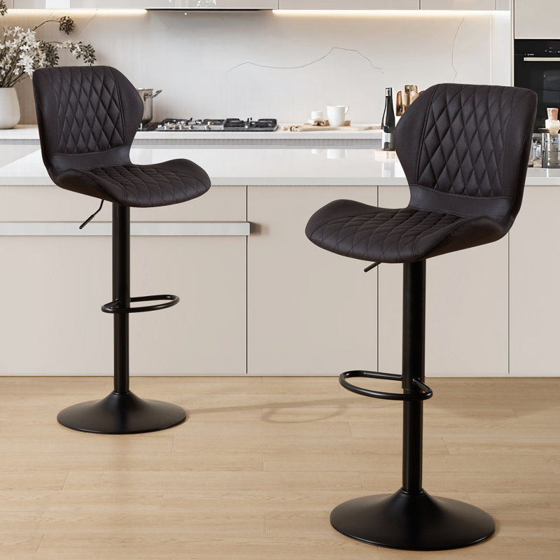 Tyrel Swivel Adjustable Height Bar Stool, black