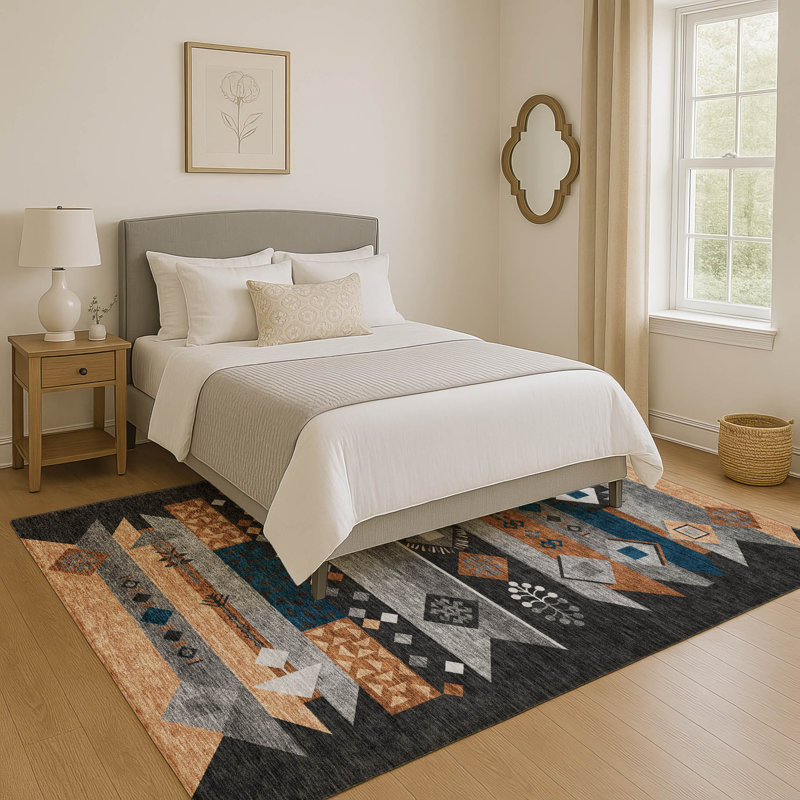 Tapis de qualité supérieure Mayfield AMF2499 Global, Noir, 5 pi x 7 pi 6 po
