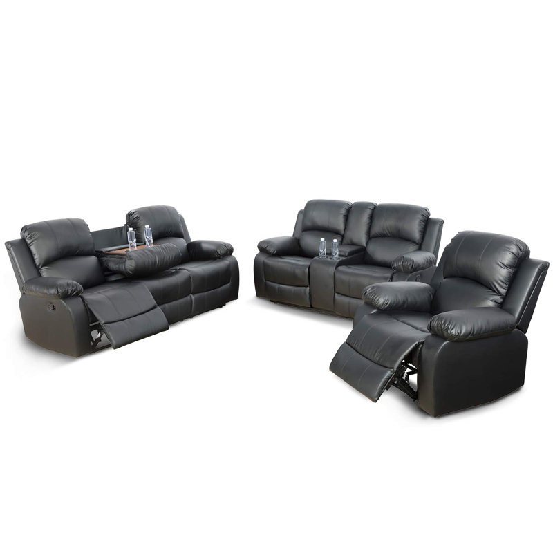 Ensemble de canapé de salon inclinable en cuir végétalien 3 pièces GS28xx