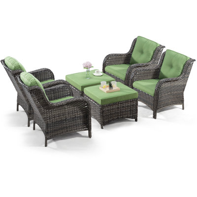 Ensemble de 6 sièges en osier pour patio extérieur