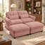 Canapé modulable 2 places en chenille Deerwood de 176 cm de large avec 2 poufs, coussins à volants et coussins lombaires-51657604