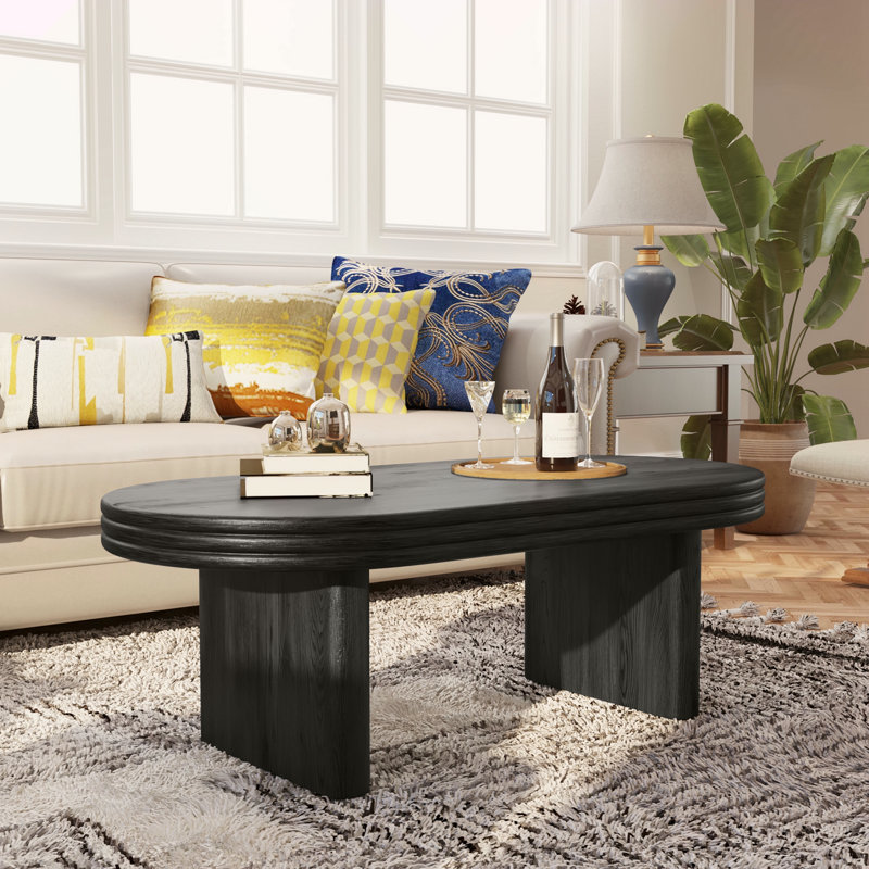 Table basse ovale moderne Mid Century, Noir