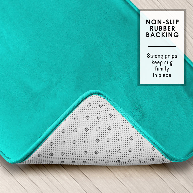 Aighan 3 Piece Ultra Soft and Absorbent Memory Foam Bath Rug Set with Non-Slip Backing, Teal