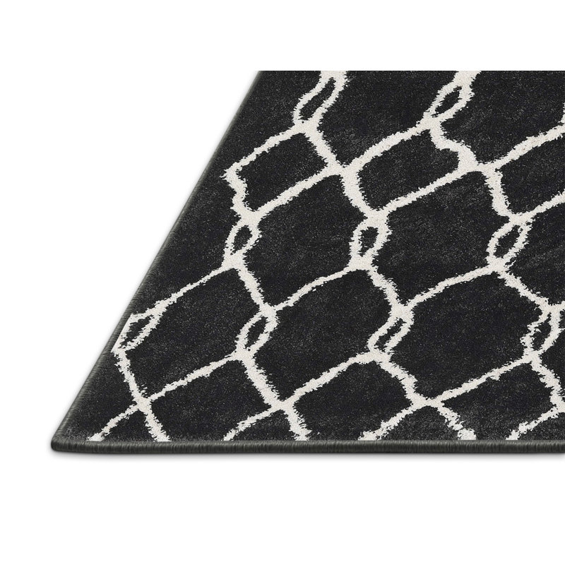 Tapis contemporain noir, Rectangle 5 pi x 7 pi