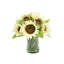 Sunflowers In Glass Vase With Grass-1993210395