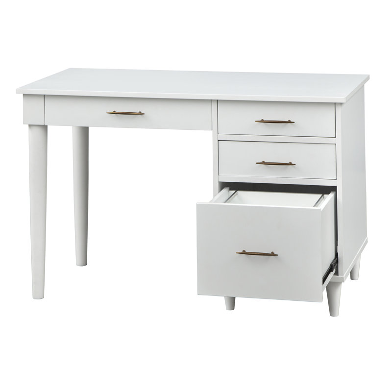 Solid Wood Base Writing Desk, White
