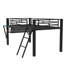 Lit mezzanine avec bureau Gaming, DEL, simple, noir