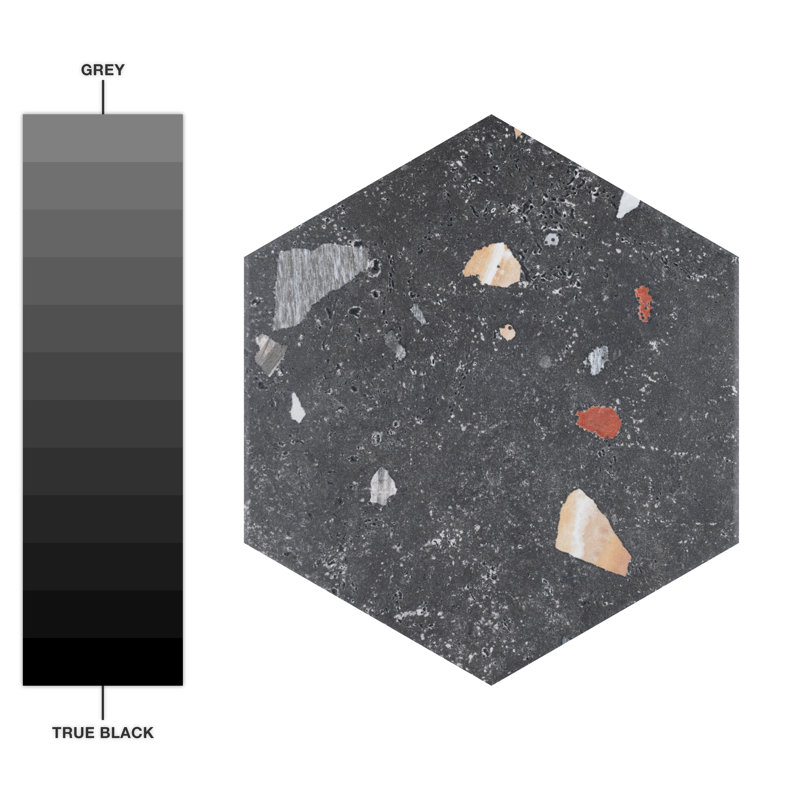 Sonar Hex 9" x 10" Porcelain Stone Look Wall & Floor Tile, Black
